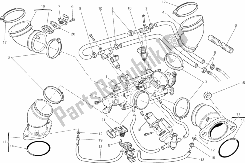 All parts for the Throttle Body of the Ducati Monster 796 Anniversary USA 2013